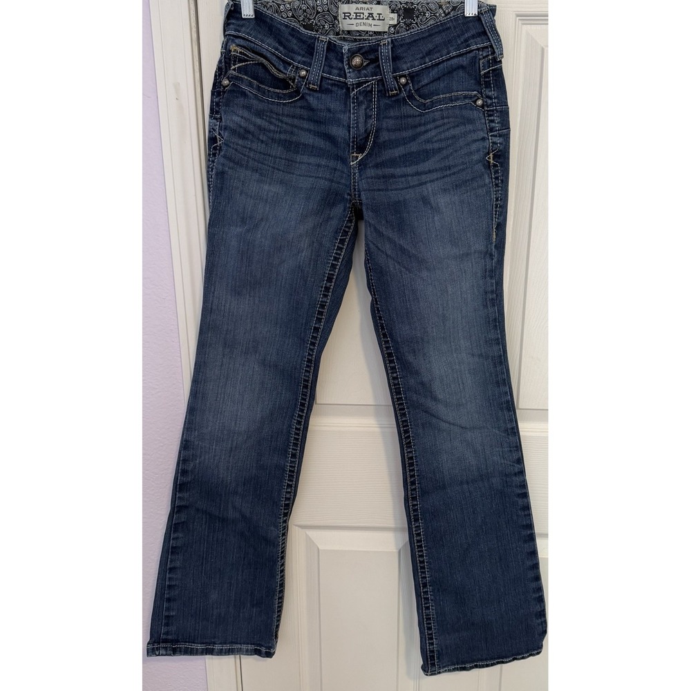 Ariat REAL Jeans Women's 28R MidRise Stretch Whipstitch Bootcut Western Rodeo